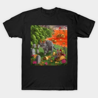 watercolor taco cat with horns and tacos T-Shirt